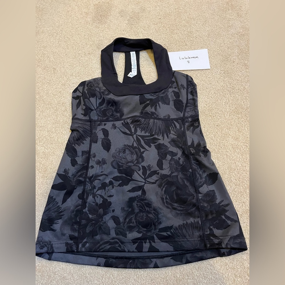 Lululemon tank black rose size 8